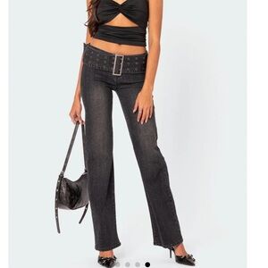 Edikted Black Flare Wide Leg Jeans